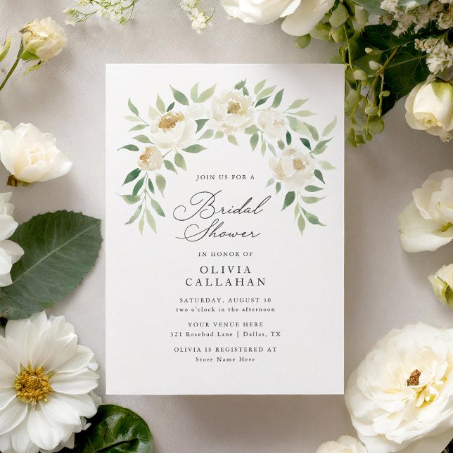 Elegant Ivory Floral Bridal Shower Invitation (Creator Uploaded)