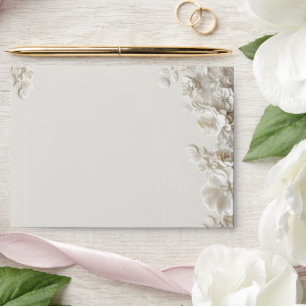 Elegant ivory floral minimalist wedding envelope