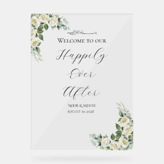 elegant ivory floral muslim acrylic sign