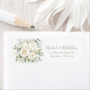 Elegant Ivory Floral Wedding Return Address Label