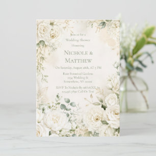 Elegant Ivory Florals Wedding Shower  Invitation