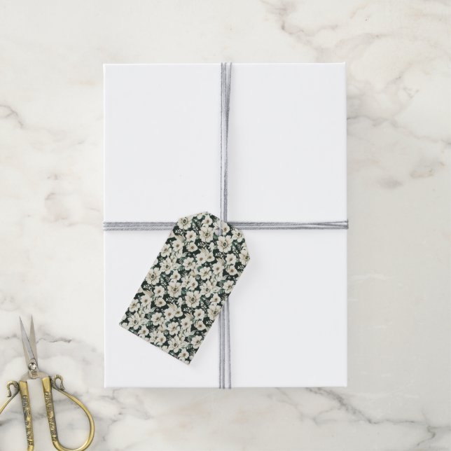 Elegant Ivory Flowers Gift Tags (With Twine)