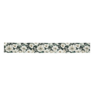 Elegant Ivory Flowers Satin Ribbon