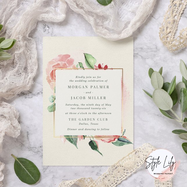 Elegant Ivory Garden Floral Wedding Invitation (Creator Uploaded)