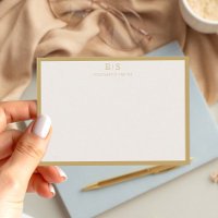 Elegant Ivory Gold Border Monogram