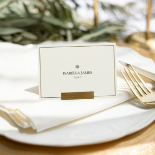 Elegant Ivory & Gold Flat Wedding Place Card