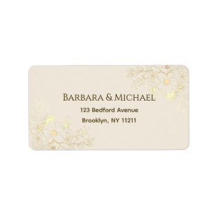 Elegant Ivory Gold Floral Wedding Return Address Label