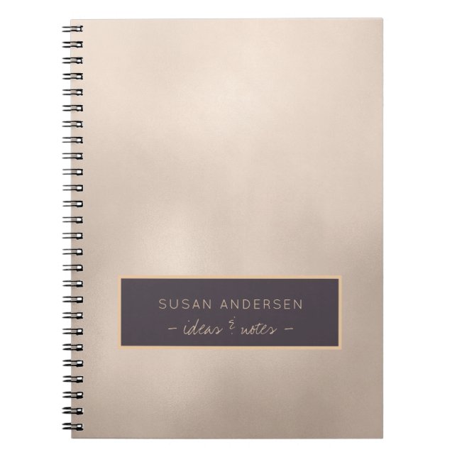 Elegant Ivory Gold Foil Name and Text Personalised Notebook (Front)