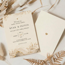 Elegant Ivory Gold Marble Botanical Wedding