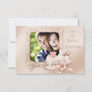 Elegant Ivory & Gold Photo Save the Date
