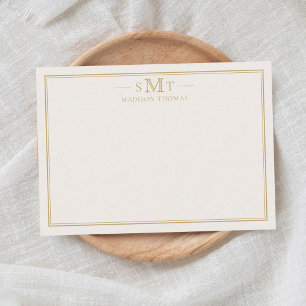 Elegant Ivory Gold Three Letter Monogram Card