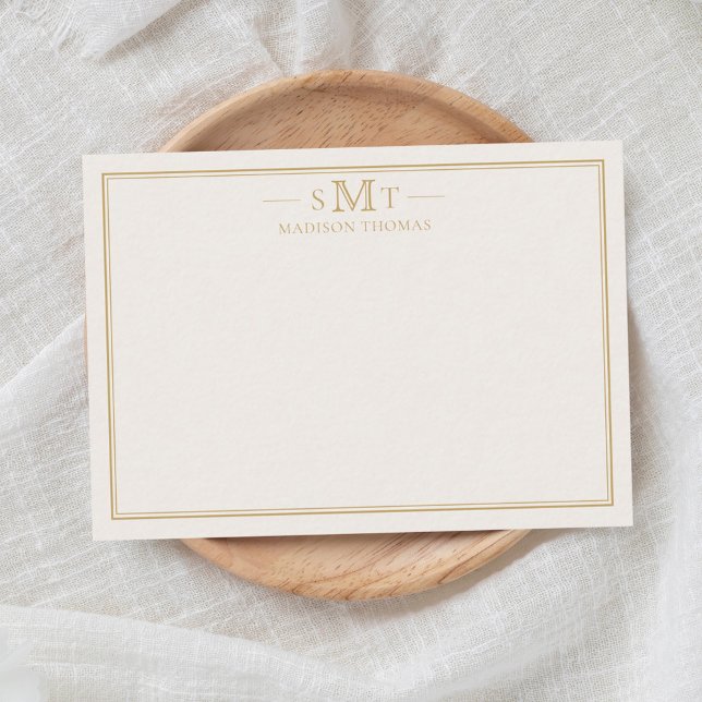 Elegant Ivory Gold Three Letter Monogram Card (Creator Uploaded)