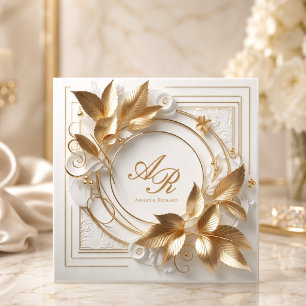 Elegant Ivory Gold Wedding Invitation