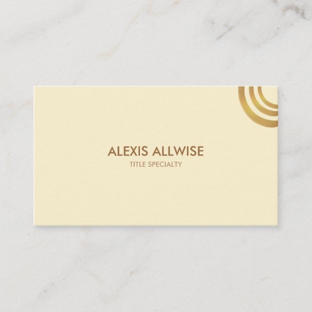 Elegant Ivory & Golden Brown Metallic Look Design Business Card (Front)