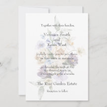 Elegant Ivory, Lavender & Blue Floral 5x7 Invite
