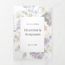 Elegant Ivory Lavender Floral Tri-Fold Invitation