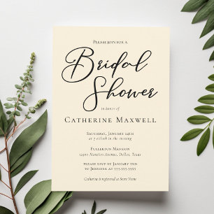 Elegant Ivory Minimalist Typography Bridal Shower Invitation
