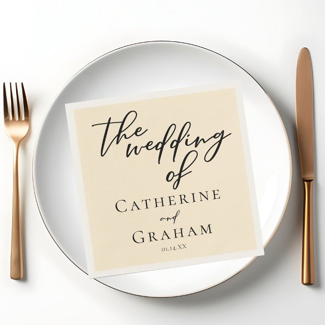 Elegant Ivory Minimalist Typography Wedding Napkin (Creator Uploaded)