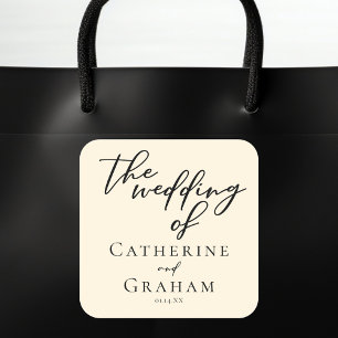 Elegant Ivory Minimalist Typography Wedding Square Sticker