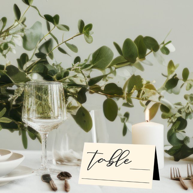 Elegant Ivory Minimalist Typography Wedding Table Place Card (Creator Uploaded)