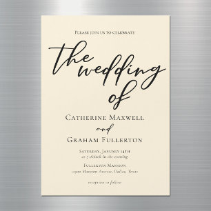 Elegant Ivory Minimalist Wedding Magnetic Invitation