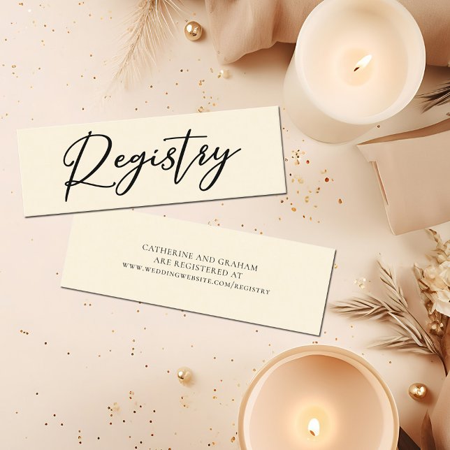 Elegant Ivory Minimalist Wedding Registry Mini Business Card (Creator Uploaded)