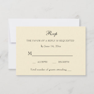 Elegant Ivory Minimalist Wedding RSVP Card
