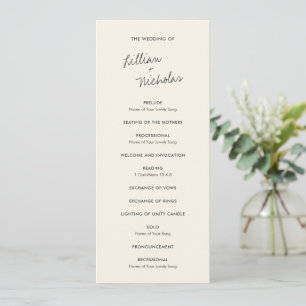 Elegant Ivory Modern Wedding Program