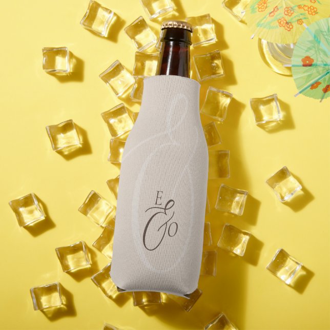 Elegant Ivory Monogram Muted brown Wedding Bottle Cooler (In Situ Summer)