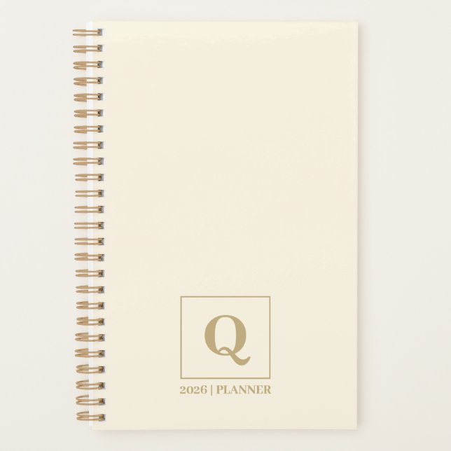 Elegant Ivory monogram Planner | Custom Gift (Front)