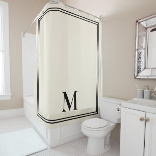 Elegant Ivory Monogram Shower Curtain