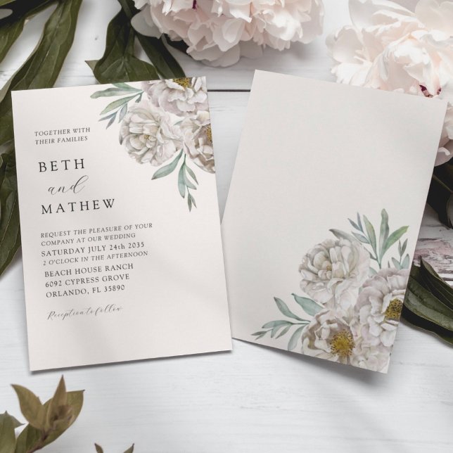 Elegant Ivory & Off White Florals Wedding Invitation (Creator Uploaded)