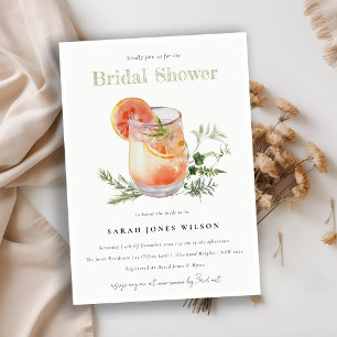 Elegant Ivory Orange Green Cocktail Bridal Shower Invitation