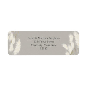 Elegant Ivory Pampas Grass Return Address Label