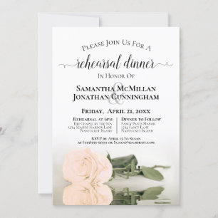 Elegant Ivory Peach Rose Wedding Rehearsal Invitation