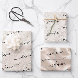 Elegant Ivory Pearl Texture Pattern  Wrapping Paper Sheet