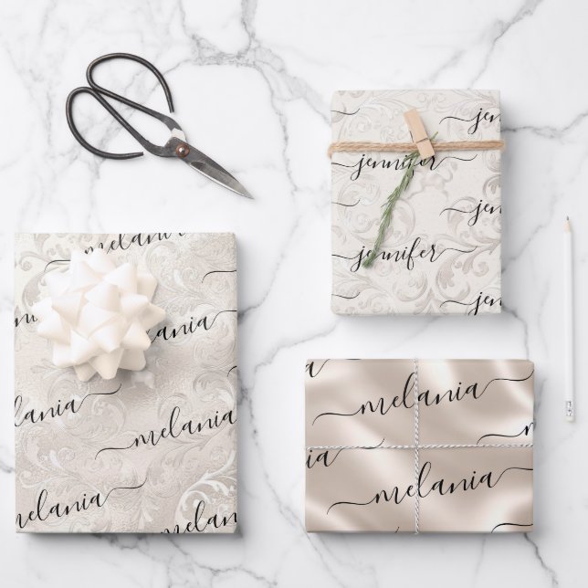 Elegant Ivory Pearl Texture Pattern  Wrapping Paper Sheet (Front)
