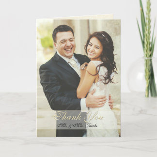 Elegant Ivory Photo Wedding Thank You Folded Cards