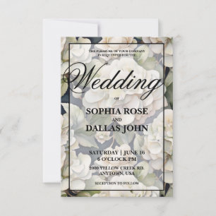 Elegant ivory pink green navy watercolor floral invitation