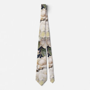 Elegant ivory pink green navy watercolor floral tie