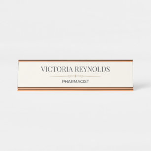 Elegant Ivory Rose Gold Pharmacist Desk Name Plate