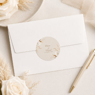 Elegant Ivory Rose Wedding Round Sticker