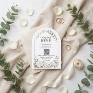 Elegant Ivory Sage Arch Wedding Invite