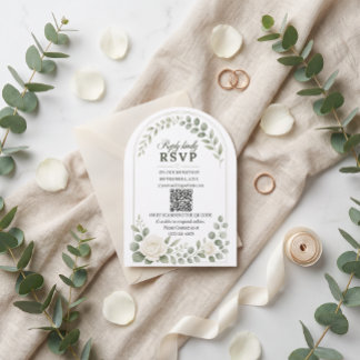 Elegant Ivory Sage Arch Wedding Invite 