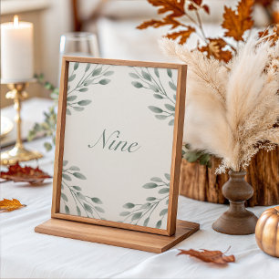 Elegant Ivory & Sage Fall Botanical Table Numbers