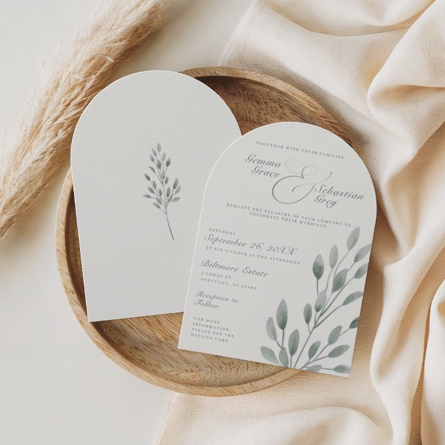 Elegant Ivory & Sage Fall Botanical Wedding Arch Invitation (Creator Uploaded)