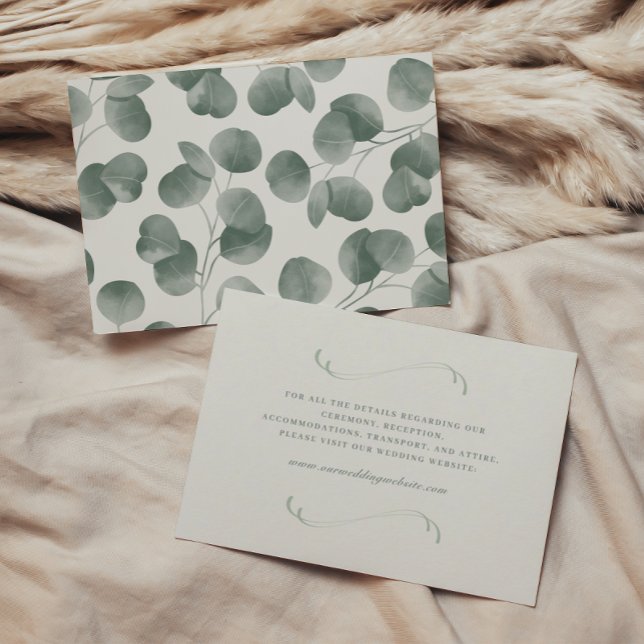 Elegant Ivory & Sage Fall Botanical Wedding Detail Enclosure Card (Creator Uploaded)