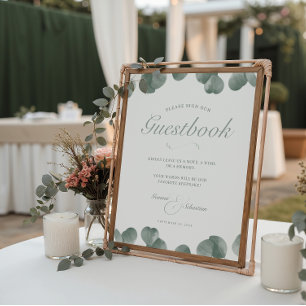 Elegant Ivory & Sage Fall Wedding Guestbook Print
