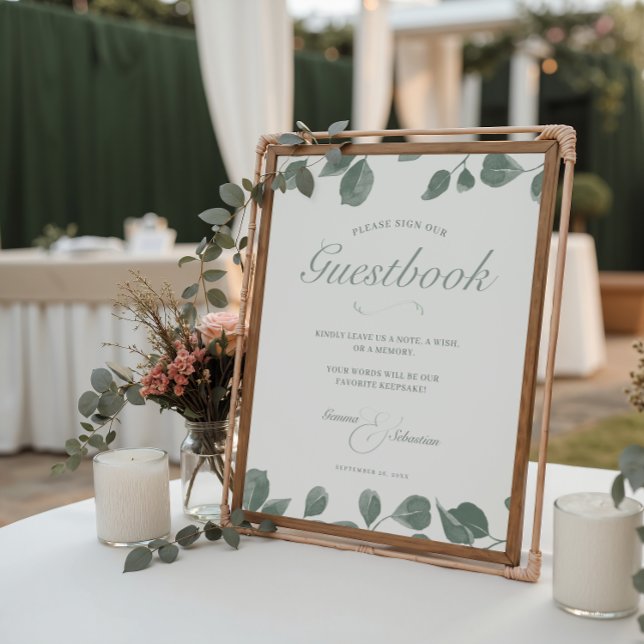 Elegant Ivory & Sage Fall Wedding Guestbook Print (Creator Uploaded)