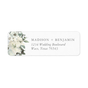 Elegant Ivory Sage Floral Greenery Return Address Return Address Label